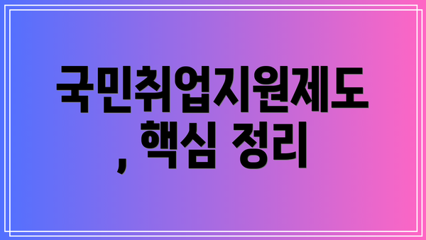 국민취업지원제도, 핵심 정리