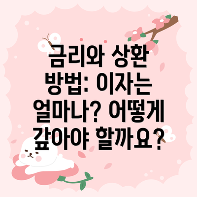 금리와 상환 방법: 이자는 얼마나? 어떻게 갚아야 할까요?