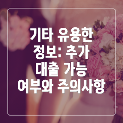 기타 유용한 정보: 추가 대출 가능 여부와 주의사항
