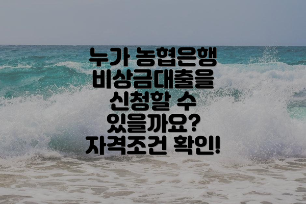 누가 농협은행 비상금대출을 신청할 수 있을까요? 자격조건 확인!
