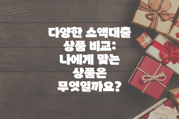다양한 소액대출 상품 비교: 나에게 맞는 상품은 무엇일까요?