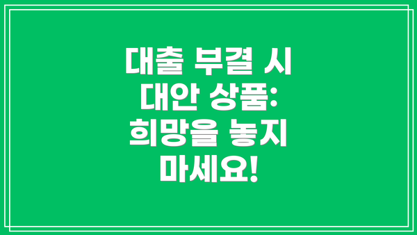 대출 부결 시 대안 상품: 희망을 놓지 마세요!