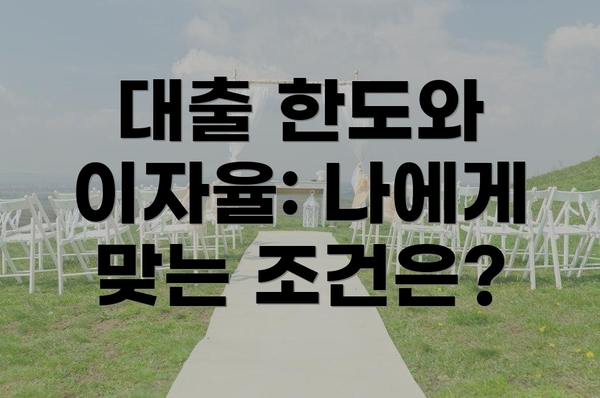 대출 한도와 이자율: 나에게 맞는 조건은?