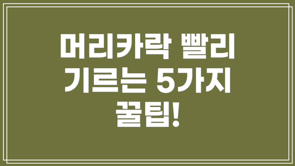 머리카락 빨리 기르는 5가지 꿀팁!