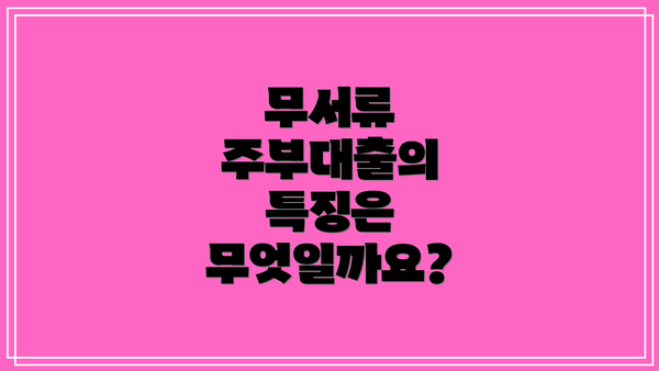 무서류 주부대출의 특징은 무엇일까요?