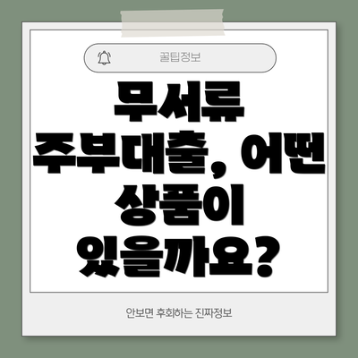 무서류 주부대출, 어떤 상품이 있을까요?
