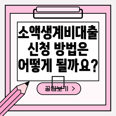 소액생계비대출 신청 방법은 어떻게 될까요? 📝
