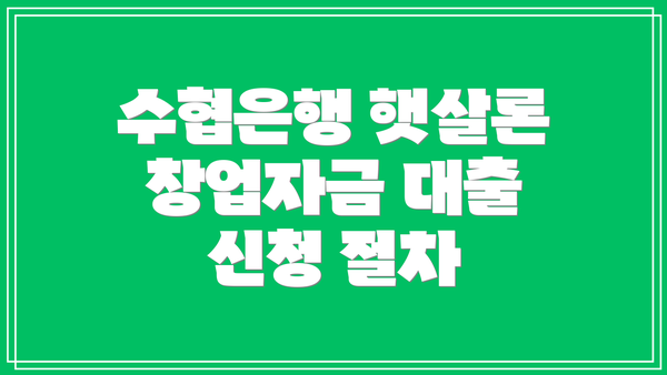 수협은행 햇살론 창업자금 대출: 신청 대상은 누구일까요?