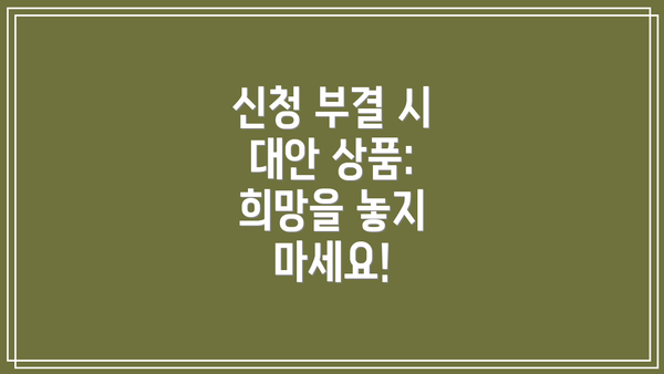 신청 부결 시 대안 상품: 희망을 놓지 마세요!