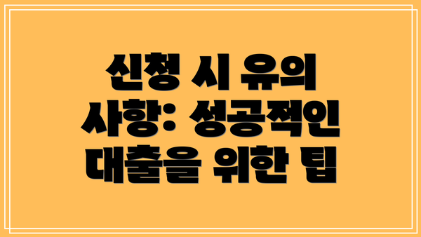 신청 시 유의 사항: 성공적인 대출을 위한 팁