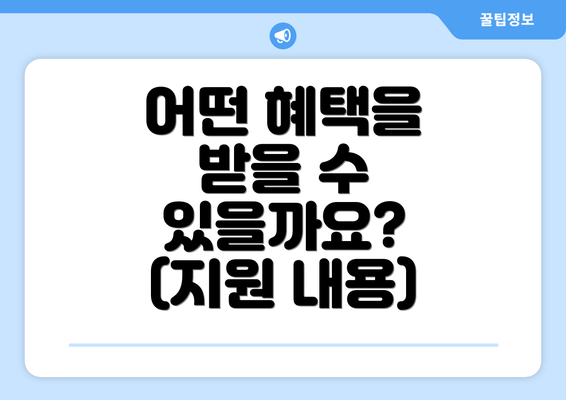 어떤 혜택을 받을 수 있을까요? (지원 내용)