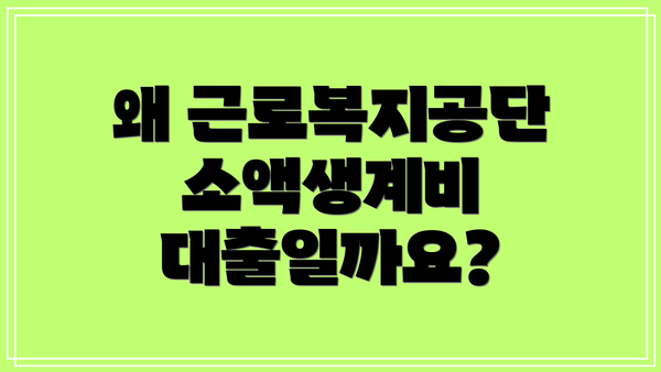 왜 근로복지공단 소액생계비 대출일까요?