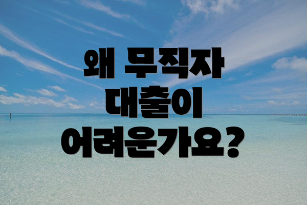 왜 무직자 대출이 어려운가요?