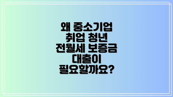 왜 중소기업 취업 청년 전월세 보증금 대출이 필요할까요?