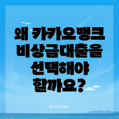 왜 카카오뱅크 비상금대출을 선택해야 할까요?