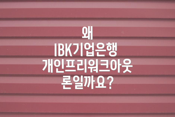 왜 IBK기업은행 개인프리워크아웃론일까요?