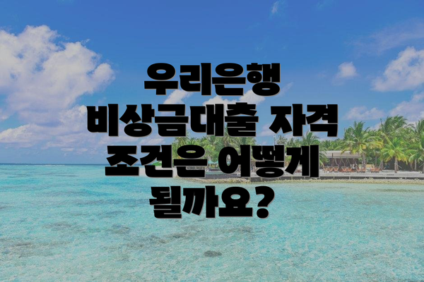 우리은행 비상금대출 자격 조건은 어떻게 될까요?