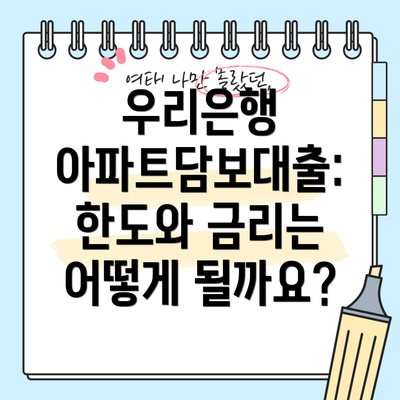 우리은행 아파트담보대출: 한도와 금리는 어떻게 될까요?