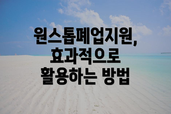 원스톱폐업지원, 효과적으로 활용하는 방법