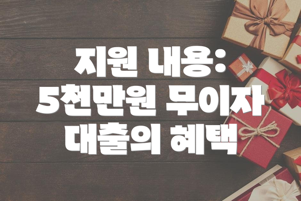 지원 내용: 5천만원 무이자 대출의 혜택