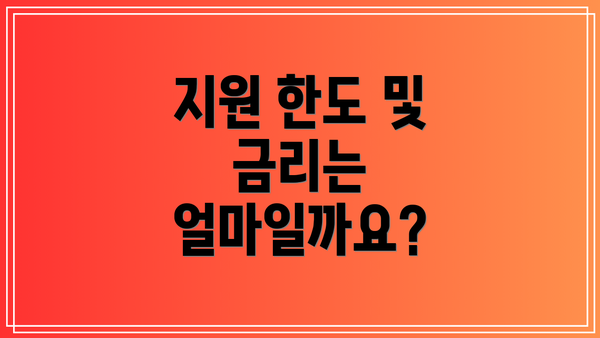 지원 한도 및 금리는 얼마일까요?