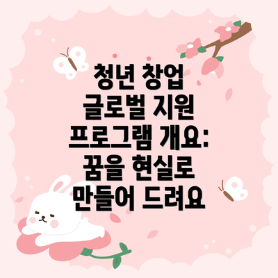 청년 창업 글로벌 지원 프로그램 개요: 꿈을 현실로 만들어 드려요