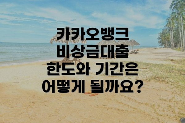 카카오뱅크 비상금대출 한도와 기간은 어떻게 될까요?