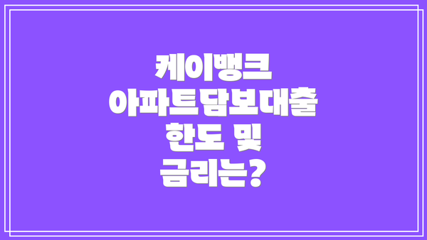 케이뱅크 아파트담보대출 한도 및 금리는?
