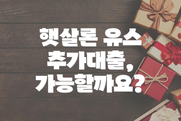 햇살론 유스 추가대출, 가능할까요?
