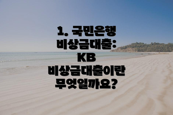 1. 국민은행 비상금대출: KB 비상금대출이란 무엇일까요?
