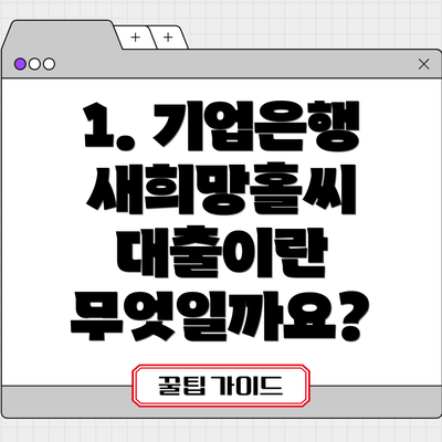 1. 기업은행 새희망홀씨 대출이란 무엇일까요?