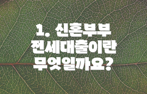 1. 신혼부부 전세대출이란 무엇일까요?