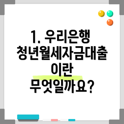 1. 우리은행 청년월세자금대출이란 무엇일까요?