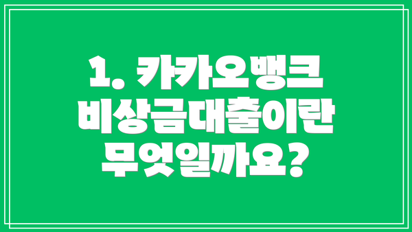 1. 카카오뱅크 비상금대출이란 무엇일까요?