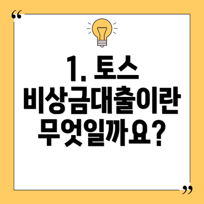 1. 토스 비상금대출이란 무엇일까요?