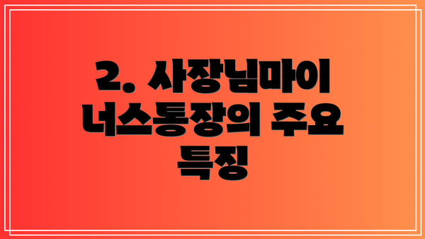 2. 사장님마이너스통장의 주요 특징