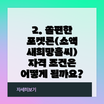2. 쏠편한 포켓론(소액 새희망홀씨) 자격 조건은 어떻게 될까요?
