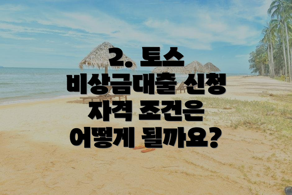 2. 토스 비상금대출 신청 자격 조건은 어떻게 될까요?
