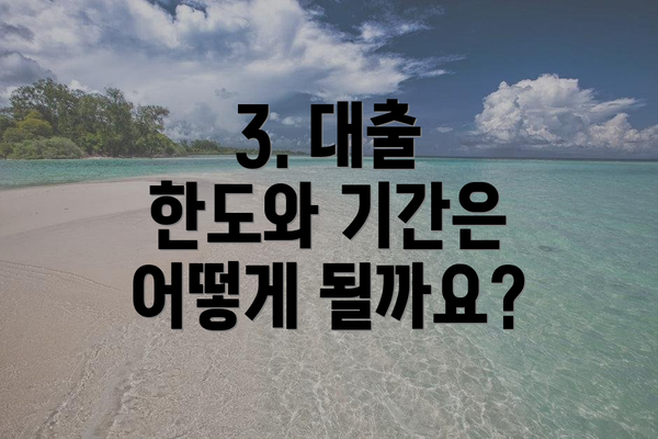 3. 대출 한도와 기간은 어떻게 될까요?