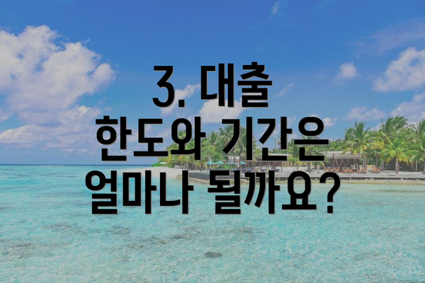 3. 대출 한도와 기간은 얼마나 될까요?