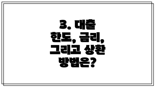 3. 대출 한도, 금리, 그리고 상환 방법은?