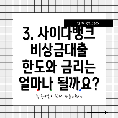 3. 사이다뱅크 비상금대출 한도와 금리는 얼마나 될까요?