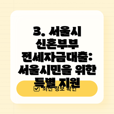 3. 서울시 신혼부부 전세자금대출: 서울시민을 위한 특별 지원