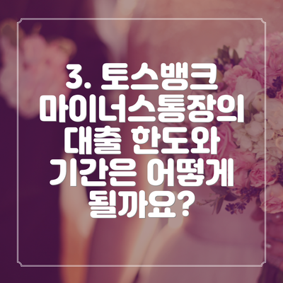 3. 토스뱅크 마이너스통장의 대출 한도와 기간은 어떻게 될까요?