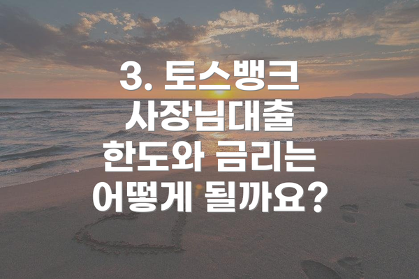 3. 토스뱅크 사장님대출 한도와 금리는 어떻게 될까요?