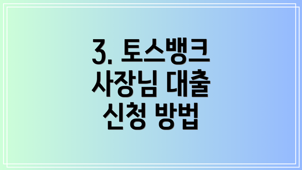 3. 토스뱅크 사장님 대출 신청 방법
