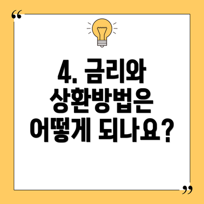 4. 금리와 상환방법은 어떻게 되나요?