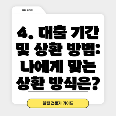 4. 대출 기간 및 상환 방법: 나에게 맞는 상환 방식은?