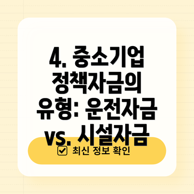 4. 중소기업 정책자금의 유형: 운전자금 vs. 시설자금