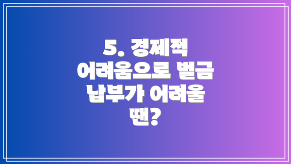 5. 경제적 어려움으로 벌금 납부가 어려울 땐?